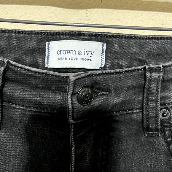 Crown & Ivy Black Jeans Womens 12 Denim Straight leg - Picture 5 of 7